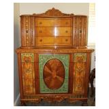 Antique Art Nouveau Amboyna Burl Walnut Dresser