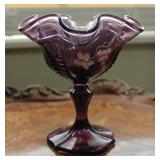 Fenton Art Glass Plum Ruffled Pedestal Compote