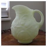 Fenton Water Lily Uranium Custard Glass Pitcher