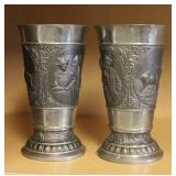 (2) Vintage German Pewter Goblets (Zinn)