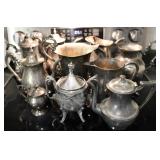 10pc. Silver Plated Tea Pot & Pitcher Collection