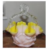 Vintage Victorian Art Glass Basket