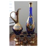 Vtg Italian Murano Glass Decanter Set 'Tre Fuochi'