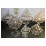(6) Vtg Early American Lidded Compote Dishes