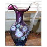 Fenton Hand Painted Garden Glory Mulberry Pitcher