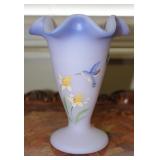 Vtg Fenton Lavender Purple Satin Glass Vase