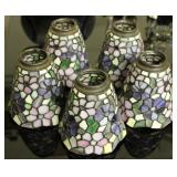 Vtg Partylite Hydrangea Stained Glass Lamp Shades