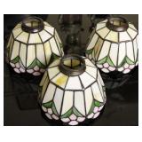(3) Vintage Slag Glass Pink Floral Lamp Shades