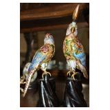 Vintage Cloisonne Cockatoo & Parrot Birds
