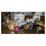 Hummingbird Figurines w/ Teacup & Egg