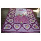 Vintage 1950's Double Peacock Chenille Blanket