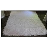 Vintage Baby Pink & White Chenille Bedspread