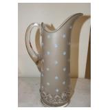 Vintage Frosted Hand Painted Glass Pitcher