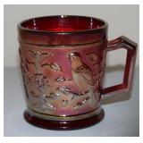 Vtg Imperial Glass Robin Carnival Glass Mug
