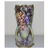 Vtg Nippon Gold Embossed Grape Vase 3 Handle