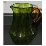 Vintage Green Glass Pitcher