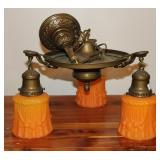 Vintage Brass Slip Shade Chandelier