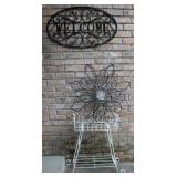 2 Metal Outdoor Signs w/ Plant Stand