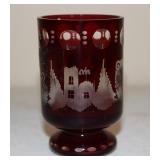 Egermann Red Bohemian Czech Art Glass Votive