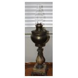Atq French Empire Style Marble Base Kerosene Lamp