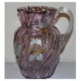 Vintage Fenton Style Amethyst Glass Pitcher