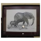 1980 "African Elephants" Signed Larry Martin Print