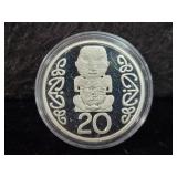 1995 NEW ZEALAND PIEDFORT 20 CENTS - .925 SILVER