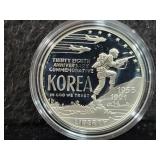 1991 KOREAN WAR MEMORIAL PROOF SILVER DOLLAR -
