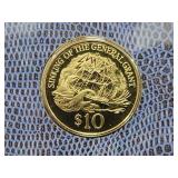 NEW ZEALAND $10 ALUMINIUM BRONZE SEMI PROOF COIN -