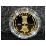 2011-W MEDAL OF HONOR PROOF $5 GOLD COIN -