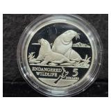 1993 NEW ZEALAND 'ENDANGERED WILDLIFE' SILVER COIN