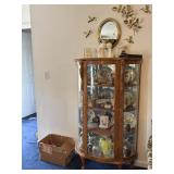 Oak claw footed, China cabinet with lions, heads