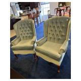 Two wing Back, Queen Anne, green chairs, great