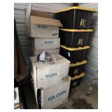 7 cases of blue T-shirts and hoodies, sorted