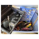 Blue tote of tools  in locker 71