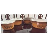 'OLD ORCHARD' PATTERN Pyrex set of 4   3 lids