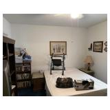 Two marble top nightstands bed, TV entertainment