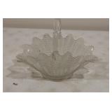 LE Smith clear pressed glass basket in fern