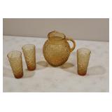 Anchor Hocking "Lido Milano" Ball Pitcher and Gl