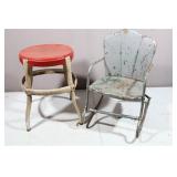 Metal Stool and Childs Rocker