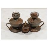Vintage small sized metal oil lamps