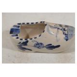 Ceramic Clog Ashtray hand painted blue and white