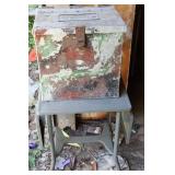 Metal Table and Storage Bin