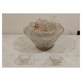 Early American Prescut punch bowl set