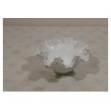 Vintage Fenton Milk Glass hobnail ruffled edge