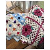 2 CROCHETED AFGHAN THROWS -