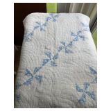 BLUE AND WHITE WINDMILL PATTERN QUILT -