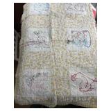 CHILDREN AND ANIMAL SQUARES QUILT -