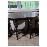 Antique Burled Walnut Scalloped Side Accent table