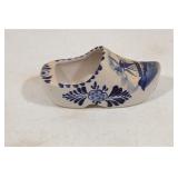 Ceramic Clog Ashtray hand painted blue and white